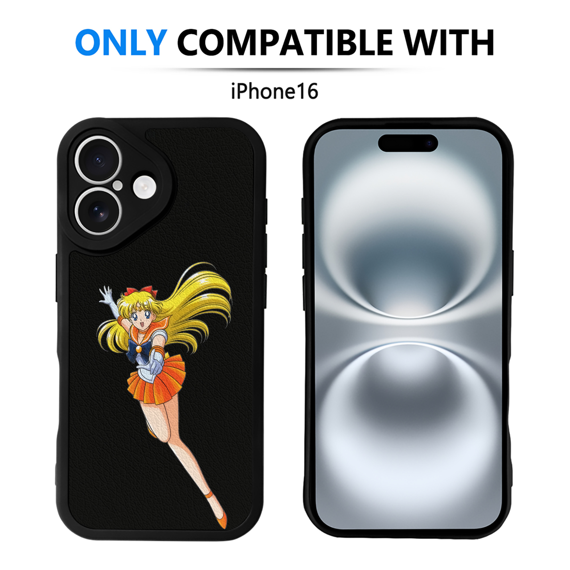 （画像用） 美少女戦士セーラームーン 愛野 美奈子 あいの みなこ Sailor Moon Aino Minako 【iPhone 16シリーズ対応】シリコンスマホケース（レザー調） 材質：シリコン